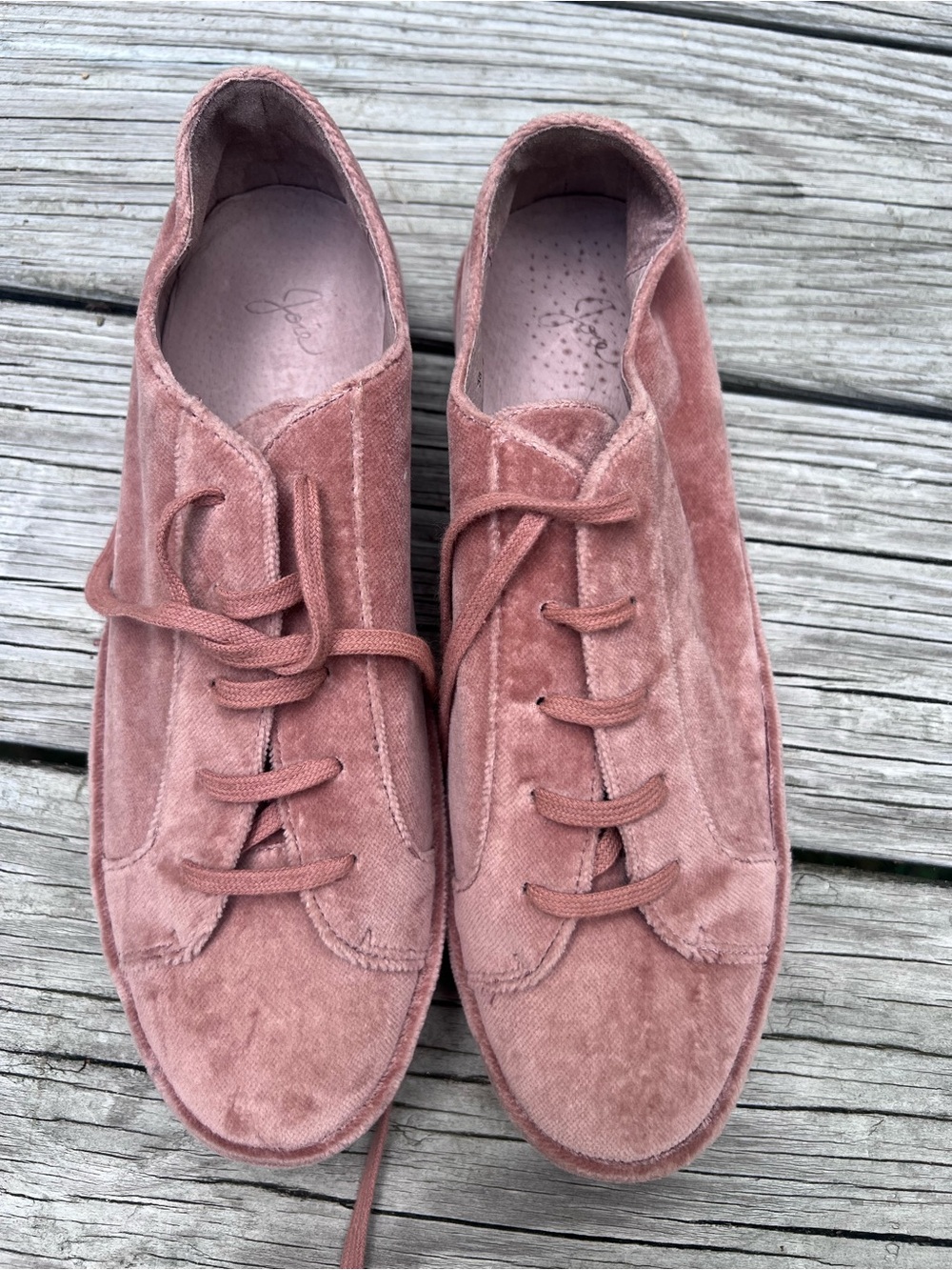 Joie Velvet Lace-Up Sneakers in Dusty Rose Size 38 or 8